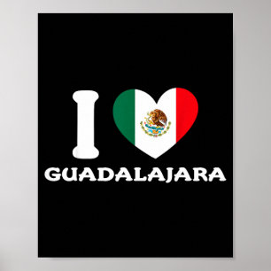 Ik hou van Guadalajara Hart Mexico Vlag Poster
