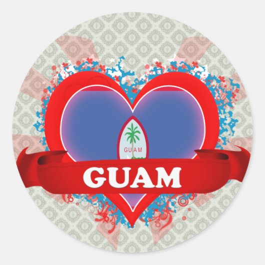  Ik hou van Guam Ronde Sticker (Voorkant)
