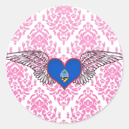 Ik hou van Guam -wings Ronde Sticker (Voorkant)