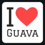 Ik hou van guave vierkante sticker<br><div class="desc">Ik hou van guave,  voor fruitliefhebbers</div>
