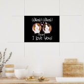 Ik hou van Guinee Pig Cavy Roddent Poster (Keuken)