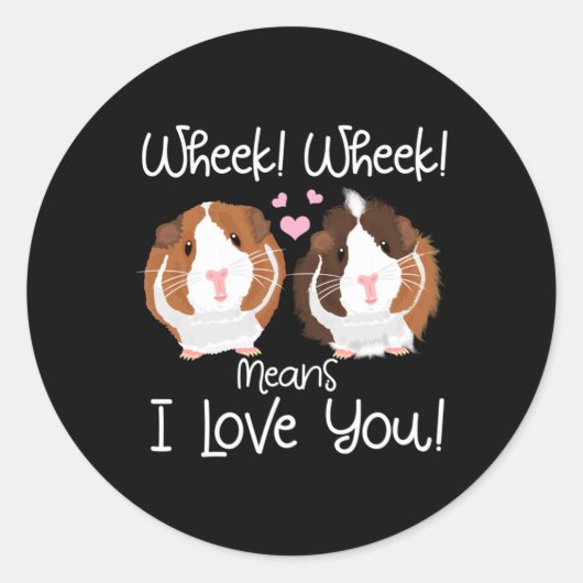 Ik hou van Guinee Pig Cavy Roddent Ronde Sticker (Voorkant)