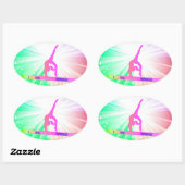 "Ik hou van GYMNASTICS GLOSSY OVAL STICKERS. Ovale Sticker (Vel)