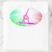 "Ik hou van GYMNASTICS GLOSSY OVAL STICKERS. Ovale Sticker (Tas)