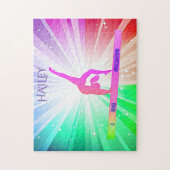 "Ik hou van GYMNASTICS" licht puzzels met gymnast. (Verticaal)