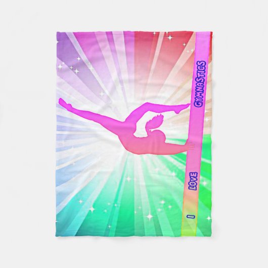 "Ik hou van GYMNASTICS" met Gymnast op Beam Fleece Deken (Voorkant)