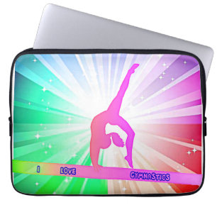 "Ik hou van GYMNASTICS" met Gymnast op Beam Laptop Sleeve