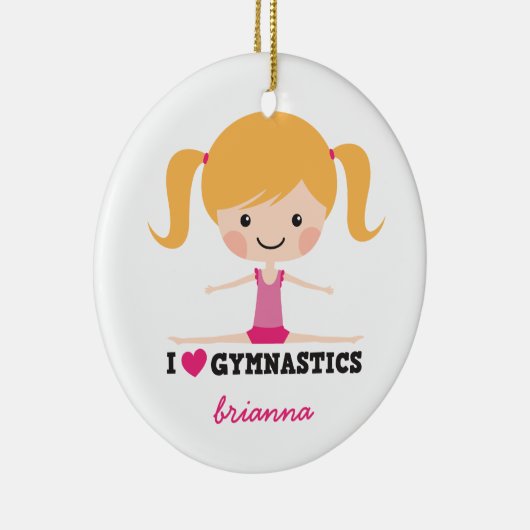 Ik hou van gymnastiek cartoon meisje gepersonalise keramisch ornament (Rechts)