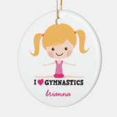 Ik hou van gymnastiek cartoon meisje gepersonalise keramisch ornament (Links)