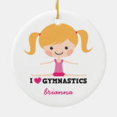 Ik hou van gymnastiek cartoon meisje gepersonalise keramisch ornament (Achterkant)