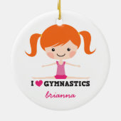 Ik hou van gymnastiek cartoon meisje gepersonalise keramisch ornament (Achterkant)