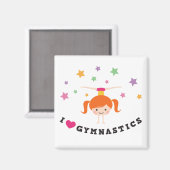 Ik hou van gymnastiek cartoon meisje rood haar han magneet (Voorkant / Achterkant)