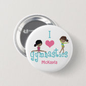 Ik hou van Gymnastiek Cute African American Girl Ronde Button 5,7 Cm (Voorkant /achterkant)