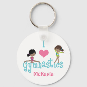 Ik hou van Gymnastiek Cute African American Girl Sleutelhanger