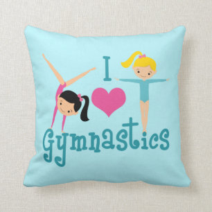 Ik hou van Gymnastiek Cute Gymnast Girls Bedroom B Kussen