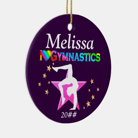 IK HOU VAN GYMNASTIEK GEPERSONALISEERD EN GEDATEER KERAMISCH ORNAMENT (Rechts)