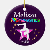 IK HOU VAN GYMNASTIEK GEPERSONALISEERD EN GEDATEER KERAMISCH ORNAMENT (Achterkant)