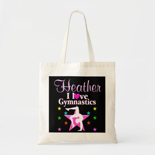 IK HOU VAN GYMNASTIEK GEPERSONALISEERDE PINK STAR TOTE BAG (Voorkant)