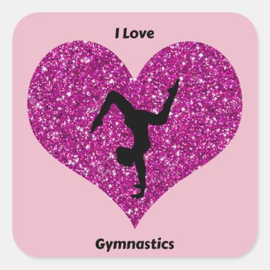 Ik hou van gymnastiek glitter hart Sticker (Voorkant)