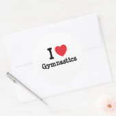 Ik hou van Gymnastiek hart op maat gepersonaliseer Ronde Sticker (Envelop)