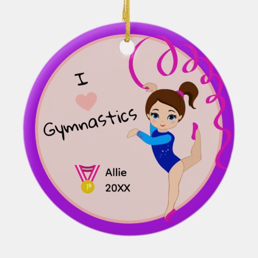 Ik hou van gymnastiek klein meisje naam kerst keramisch ornament (Achterkant)