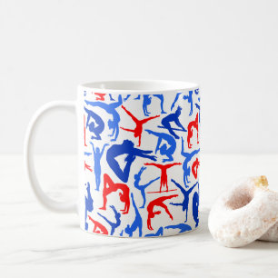 Ik hou van Gymnastiek Koffie Mok rood, wit en blau