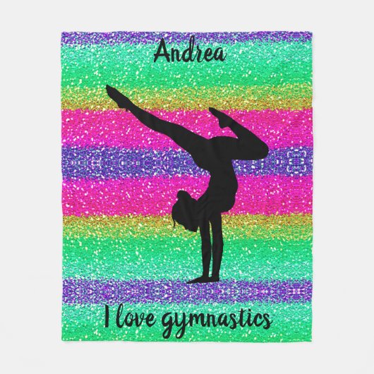 Ik hou van gymnastiek Rainbow Sparkle Fleece Deken (Voorkant)