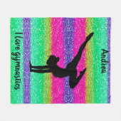 Ik hou van gymnastiek Rainbow Sparkle Fleece Deken (Voorkant (Horizontaal))
