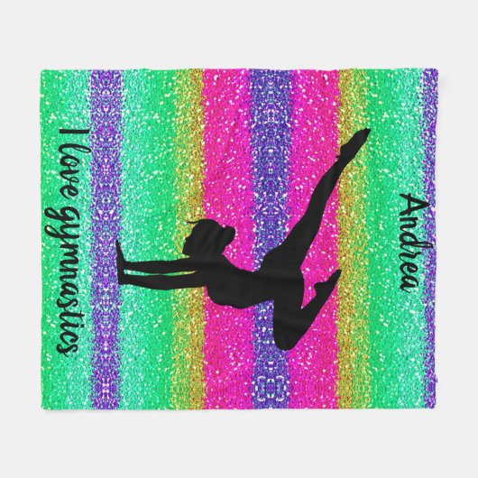 Ik hou van gymnastiek Rainbow Sparkle Fleece Deken (Voorkant (Horizontaal))