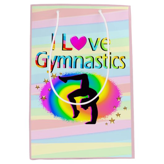 IK HOU VAN GYMNASTIEK REGENBOOG CADEAUZAKKEN MEDIUM CADEAUZAKJE (Voorkant)