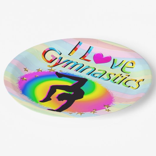 IK HOU VAN GYMNASTIEK REGENBOOG PAPIER BORDEN PAPIEREN BORDJE (Gekanteld)