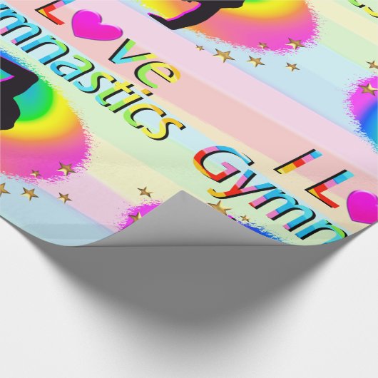 IK HOU VAN GYMNASTIEK REGENBOOG VERPAKKINGSPAPIER CADEAUPAPIER (Hoek)