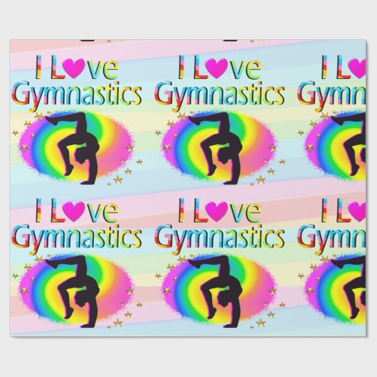 IK HOU VAN GYMNASTIEK REGENBOOG VERPAKKINGSPAPIER CADEAUPAPIER (Vlak)