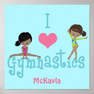 Ik hou van gymnastiek Schattig Afro-Amerikaans mei Poster
