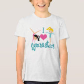 Ik hou van gymnastiek Schattigee gymnast meisjes Tri-Blend Shirt (Voorkant)