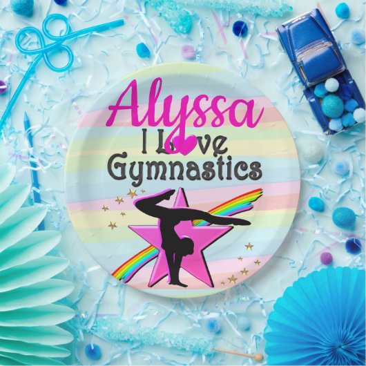 IK HOU VAN GYMNASTIEK SUPER STAR DESIGN PAPIEREN BORDJE (Feest)