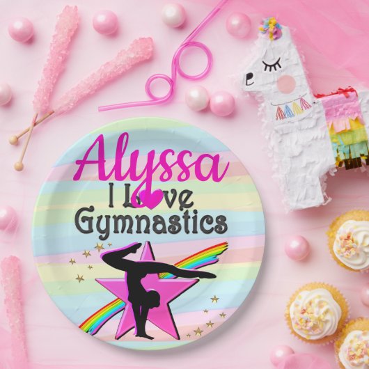 IK HOU VAN GYMNASTIEK SUPER STAR DESIGN PAPIEREN BORDJE (Feest)