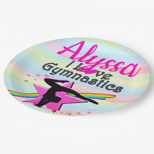 IK HOU VAN GYMNASTIEK SUPER STAR DESIGN PAPIEREN BORDJE (Gekanteld)