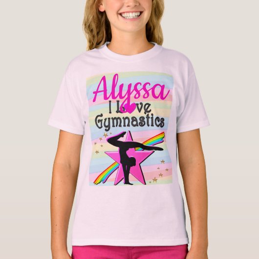 IK HOU VAN GYMNASTIEK SUPER STAR DESIGN T-SHIRT (Voorkant)
