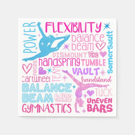 Ik hou van Gymnastiekmeisjes roze, paarse en blauw Servet (Voorkant)
