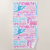 Ik hou van Gymnastiekmeisjes roze, paarse en blauw Strandlaken (Voorkant)