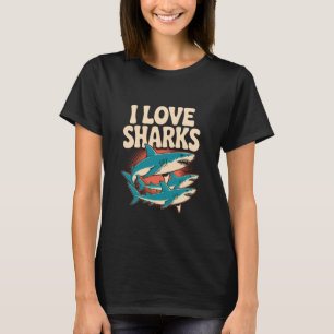 Ik hou van haaien oceaan roofdier fans t-shirt