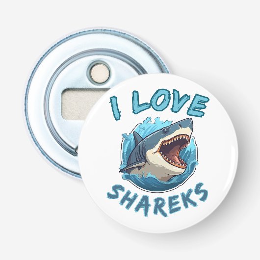 Ik hou van haaienvisser button flesopener (Voorkant)
