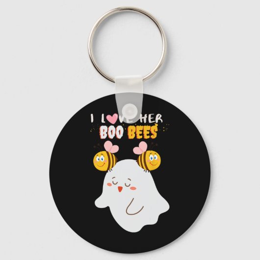 Ik hou van haar boek bijen grappig Halloween paar  Sleutelhanger (Voorkant)