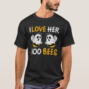 Ik hou van haar boek bijen grappig halloween paar t-shirt