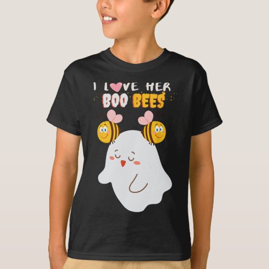 Ik hou van haar boek bijen grappig Halloween paar  T-shirt (Voorkant)