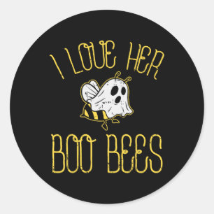 Ik hou van haar mannelijke bijenstellen Halloween Ronde Sticker