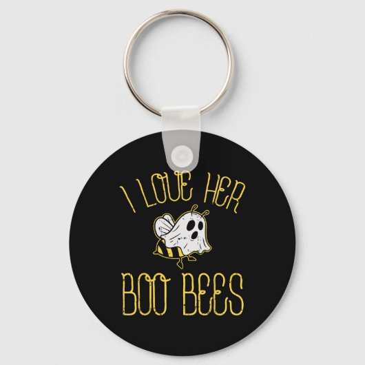 Ik hou van haar mannelijke bijenstellen Halloween  Sleutelhanger (Voorkant)