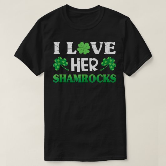 Ik hou van haar shamrocks grappige koppels Ierse S T-shirt (Design voorkant)