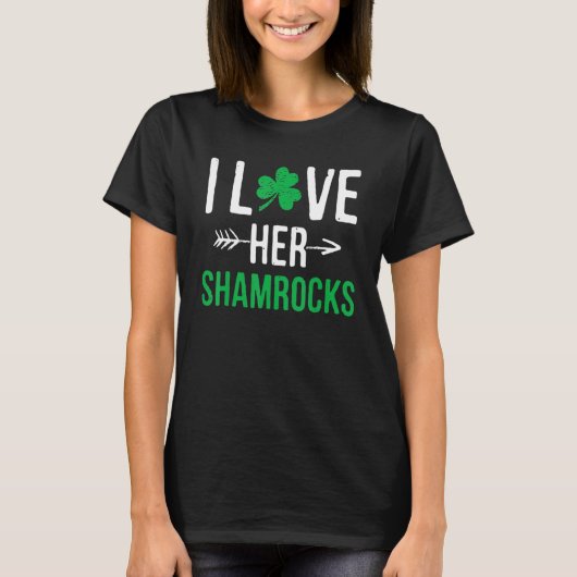 Ik hou van haar Shamrocks St Patrick's Day Couples T-shirt (Voorkant)